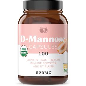 Complete Natural Products Organic D-Mannose Capsules - Pure D-Mannose Pills 100 Count for UTI, Bladder, & Urinary Tract Health