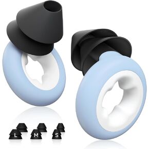 سدادات أذن لإلغاء الضوضاء أثناء النوم، سدادات أذن سيليكون قابلة لإعادة الاستخدام لتقليل الضوضاء - 6 أطراف أذن بمقاس S/M/L - سدادات أذن مانعة للضوضاء 33 ديسيبل للنوم والحفلات الموسيقية والشخير والعمل والسفر باللون الأزرق السماوي in Kuwait