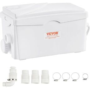 VEVOR Macerator Pump, 700W, 9600 L/h Flow, 32.8 ft/10 m Head, Macerator Sewerage Sump Pump with 3 Water Inlets for Toilet, Basement, Kitchen, Sink, Shower, Bathtub Waste Water Disposal Upflush Machine in Saudi Arabia