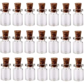 50PCS 0.5ML Vials Clear Glass Bottles with Corks Mini Glass Bottles Message Glass Case DIY Decoration Minature Glass Jars for Wedding or Party Favors