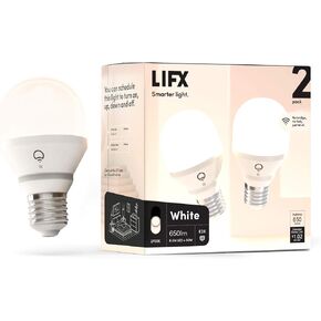 LIFX L3A19LW06E26CA أبيض، لمبة إضاءة LED ذكية A19 Wi-Fi، دافئة، قابلة للتعتيم، لا تحتاج إلى جسر، متوافقة مع Alexa، Hey Google، Apple HomeKit (عبوتان) in Kuwait