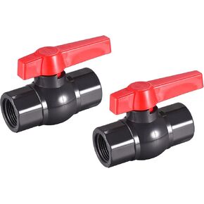 uxcell Ball Valve, G1-1/2 Female Thread PVC Valve for Aquarium Setup, Sump Pump, Pool, Garden Sprinkler Black Red 2Pcs