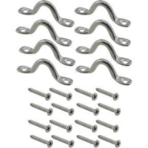 8PCS 50x5mm M5 Pull Buckle Spike U Saddle Hump Back Rope Buckle Silver 316 Stainless Steel Boat Bow Small Puller for Securing Boat and Kayak and Canoe Rigging