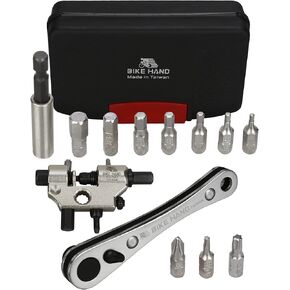 BIKEHAND Bike Bicycle Repair Ratchet Allen Key Hex Torx Wrench Bit Key 2mm 2.5mm 3mm 4mm 5mm 6mm 8mm Multi Socket Set Metric Chain Breaker Hand FoldingTool Part Kit