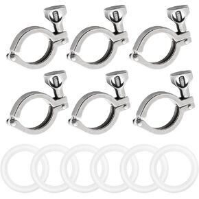 Polifish 4Pcs 1.5 inch Sanitary Tri Clamp, 304 Stainless Steel Single Pin Heavy Duty Tri Clamp Clover with Wing Nut for Ferrule TC 1.5" with Silicone Gaskets