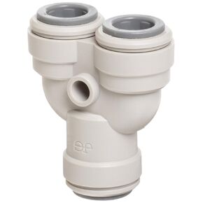 John Guest Acetal Copolymer Tube Fitting, Two-Way Divider, 1/4" Tube OD (Pack of 10)