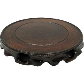 CVHOMEDECO. Rustic Vintage Rosewood Circular Display Stand Vase Pot Base Fishbowl Pedestal Stand.