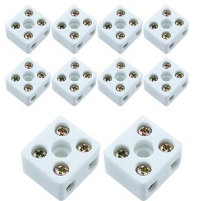 10PCS 21.5x19.5x14mm 25A 380V High Temperature Ceramic Connector 2 Way High Frequency Ceramic Terminal Block Bidirectional 5 Hole Ceramic Terminal Block for Wire Cable Connection