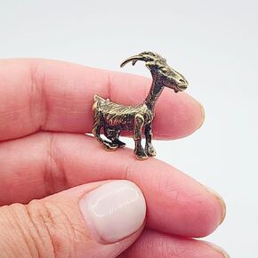 Goat Figurine Handmade Small Collectible Farm-Goat Sculpture Ornament Miniature Tiny Metal Farm Animal Statuette