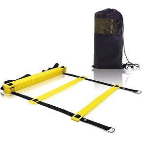 Agility Ladder – Speed Ladder for Agility and Balance Training –Agility Training Equipment for Athletes and Kids – Workout Ladder with Carrying Bag Set – 12 Yellow Rungs