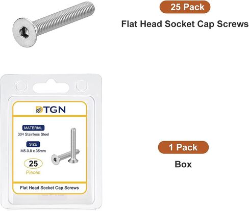 M6-1 x 10mm Flat Head Socket Cap Screws, 25 Pack 304 Stainless Steel Hex Socket Flat Head Screws, Full Thread, Countersunk Bolts in Saudi Arabia