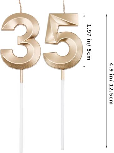 Silver 35th & 53rd Birthday Candles for Cakes, Number 35 53 Candle Cake Cupcake Topper for Birthday Anniversary Party Decoration in Kuwait