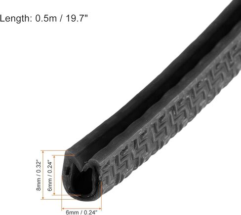 Patikil 0.5mx6mmx8mm حافة مطاطية، حافة معدنية حادة على سطح السفينة حامي U قناة حماية الزاوية شريط عازل لنافذة باب طاولة التزلج، أبيض in Kuwait