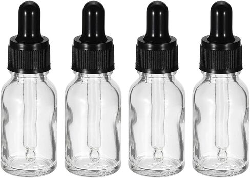 PATIKIL 15ml Glass Dropper Bottle, 4Pcs Leakproof Essential Oils Sample Liquid Perfume Container with Eye Dropper for Storage Travel, Clear in Saudi Arabia