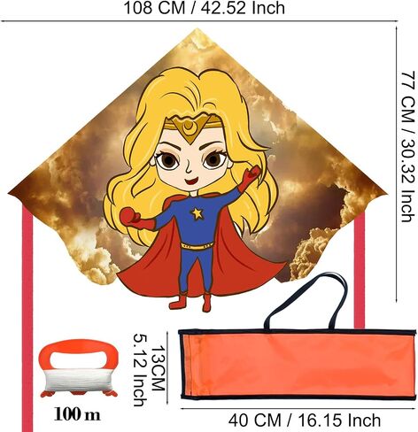 Flying Kites with Darling,Kites for Kids,Kites for Adults,Easy to Fly Kites,Striking Cute_Kid Design, 43 * 31 inches,Line 100m in Saudi Arabia