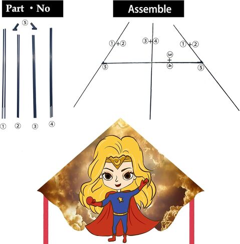 Flying Kites with Darling,Kites for Kids,Kites for Adults,Easy to Fly Kites,Striking Cute_Kid Design, 43 * 31 inches,Line 100m in Saudi Arabia