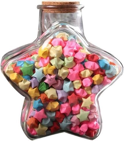 Glass Wishing Bottle with Origami Stars Small Stars Shape Clear Glass Jars for Wedding Favors DIY Crafts Graduation Birthday Party Gifts (800ML) in Saudi Arabia