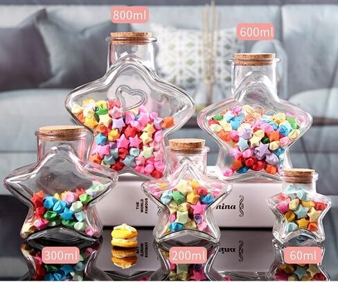 Glass Wishing Bottle with Origami Stars Small Stars Shape Clear Glass Jars for Wedding Favors DIY Crafts Graduation Birthday Party Gifts (800ML) in Saudi Arabia