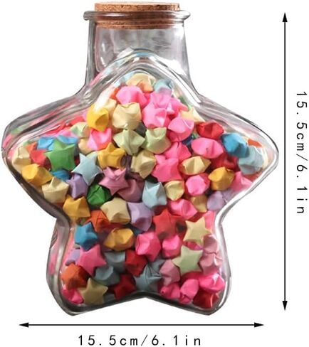 Glass Wishing Bottle with Origami Stars Small Stars Shape Clear Glass Jars for Wedding Favors DIY Crafts Graduation Birthday Party Gifts (800ML) in Saudi Arabia