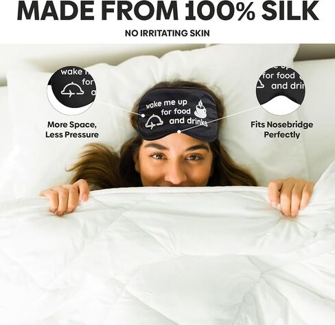 VITYA Black Do Not Disturb/Wake Me Up Double-Sided Silk Sleep Mask for Women/Men | Sleep Mask Light Blocking | Soft Breathable Sleep Eye Mask for Traveling on Airplane | Eye Mask with Elastic Strap in Saudi Arabia