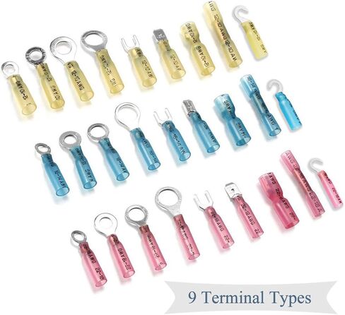 630 قطعة من موصلات الانكماش الحراري، موصلات الأسلاك الكهربائية Sopoby، موصلات مجعدة، مجموعة طرفية سلكية معزولة للسيارات البحرية المقاومة للماء، وصلات بمؤخرة شوكة حلقية in Kuwait