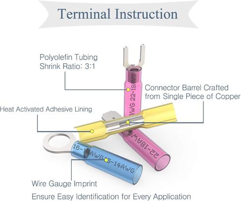 630 قطعة من موصلات الانكماش الحراري، موصلات الأسلاك الكهربائية Sopoby، موصلات مجعدة، مجموعة طرفية سلكية معزولة للسيارات البحرية المقاومة للماء، وصلات بمؤخرة شوكة حلقية in Kuwait