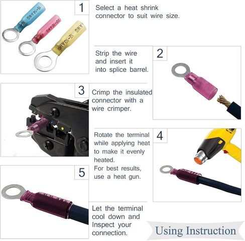 630 قطعة من موصلات الانكماش الحراري، موصلات الأسلاك الكهربائية Sopoby، موصلات مجعدة، مجموعة طرفية سلكية معزولة للسيارات البحرية المقاومة للماء، وصلات بمؤخرة شوكة حلقية in Kuwait