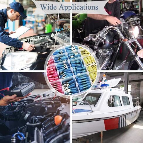 630 قطعة من موصلات الانكماش الحراري، موصلات الأسلاك الكهربائية Sopoby، موصلات مجعدة، مجموعة طرفية سلكية معزولة للسيارات البحرية المقاومة للماء، وصلات بمؤخرة شوكة حلقية in Kuwait