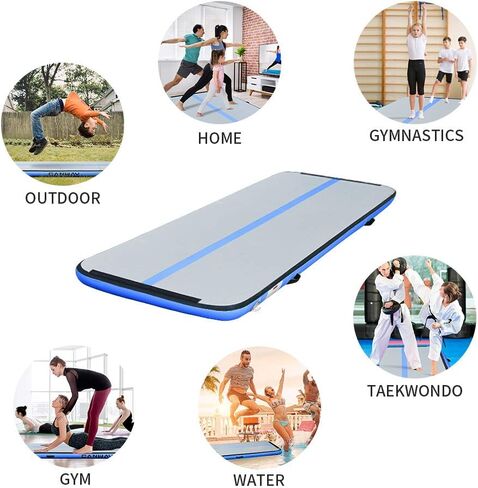 CANWAY Air Tumble Track Inflatable Gymnastics Mat, 10ft/13ft/16ft/20ft Gymnastics Training Mat with Electric Air Pump for Home/Outdoor/Gym/Cheerleading/Yoga in Kuwait