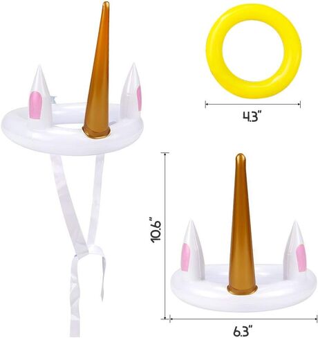 ألعاب حفلات جوليو يونيكورن، مجموعة ألعاب الرمي الدائري القابلة للنفخ تتضمن قطعتين يونيكورن و12 قطعة من حلقات الرمي، هدايا ألعاب الحفلات، عبوة من قطعتين in Kuwait