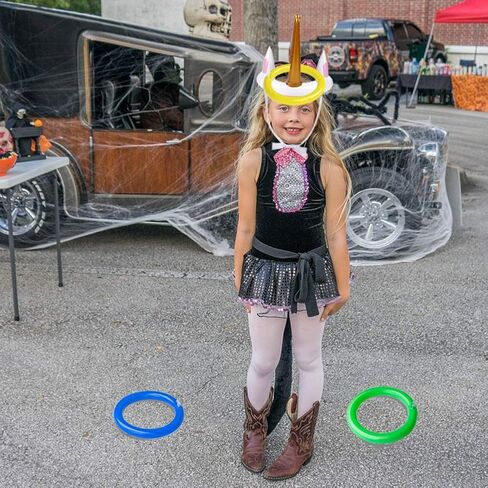 ألعاب حفلات جوليو يونيكورن، مجموعة ألعاب الرمي الدائري القابلة للنفخ تتضمن قطعتين يونيكورن و12 قطعة من حلقات الرمي، هدايا ألعاب الحفلات، عبوة من قطعتين in Kuwait