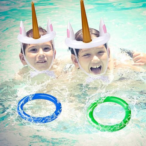 ألعاب حفلات جوليو يونيكورن، مجموعة ألعاب الرمي الدائري القابلة للنفخ تتضمن قطعتين يونيكورن و12 قطعة من حلقات الرمي، هدايا ألعاب الحفلات، عبوة من قطعتين in Kuwait