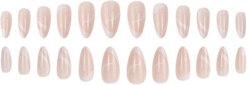 Fake Nails Almond Glue on Nails, False Nails with Adhesive Tabs, Acrylic Nails for Women and Girls in Saudi Arabia