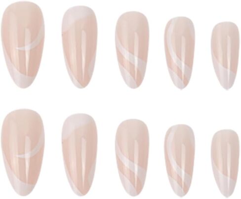 Fake Nails Almond Glue on Nails, False Nails with Adhesive Tabs, Acrylic Nails for Women and Girls in Saudi Arabia