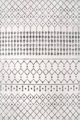 سجادة nuLOOM 2x6 Zola هندسية مغربية، رمادي، تصميم بوهيمي باهت، مقاومة للبقع، لغرفة النوم، غرفة الطعام، غرفة المعيشة، المدخل، المكتب، المطبخ، المدخل in Saudi Arabia