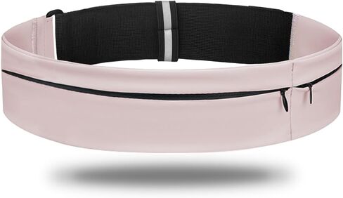 2 Pocket Running Belt, Ultra Light Sweat Resistant Fanny Pack for Men Women, Adjustable Waist Bag Money Belt Phone Holder for Runners Fitness Exercise Workout (Black, L 27.6" - 35.4" Waist) in Saudi Arabia