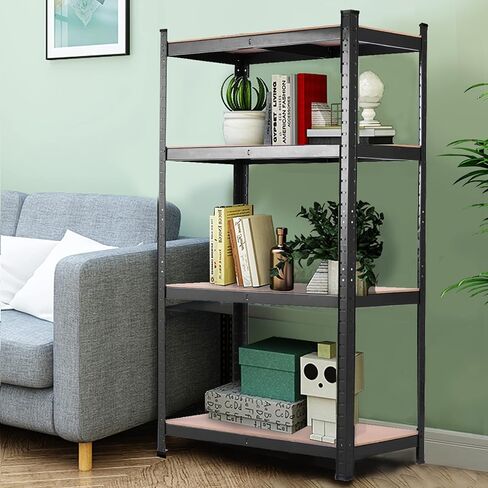 Tangkula Metal Storage Shelves, 63 inches Heavy Duty Steel Frame, Home Garage Multi-Use Storage Rack with Adjustable Shelves, 4-Tier Garage Shelf (32" L×16" W ×63" H) (1, Black) in Saudi Arabia