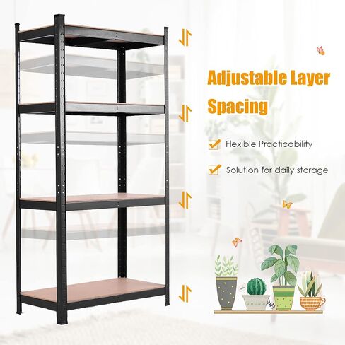 Tangkula Metal Storage Shelves, 63 inches Heavy Duty Steel Frame, Home Garage Multi-Use Storage Rack with Adjustable Shelves, 4-Tier Garage Shelf (32" L×16" W ×63" H) (1, Black) in Saudi Arabia