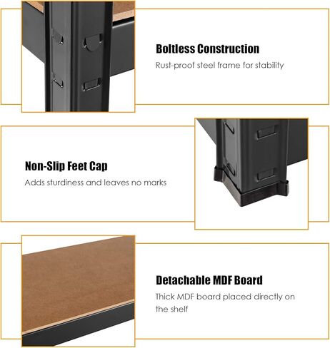 Tangkula Metal Storage Shelves, 63 inches Heavy Duty Steel Frame, Home Garage Multi-Use Storage Rack with Adjustable Shelves, 4-Tier Garage Shelf (32" L×16" W ×63" H) (1, Black) in Saudi Arabia