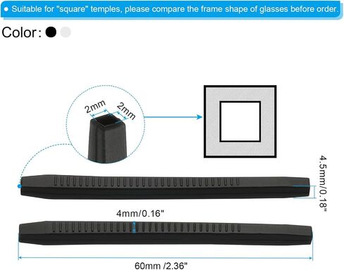 PATIKIL Glasses End Tips, Eyeglass Anti Slip Ear Sock Pieces Tube Sleeve Silicone for Square Thin Metal Eyeglass Legs Style 5 in Saudi Arabia