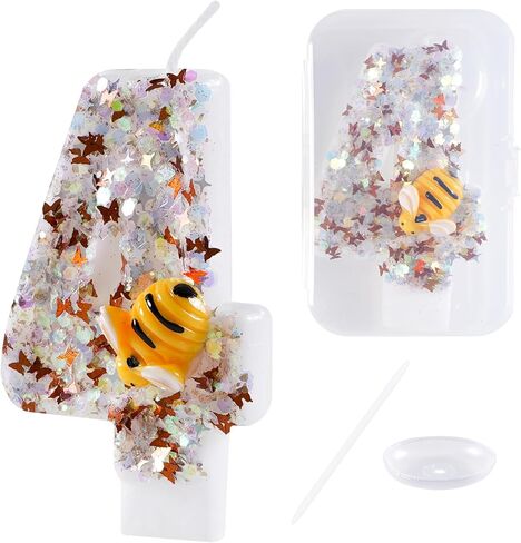 Bee Happy Birthday Candle, Bee Number 0 Cake Candle Birthday Cake Topper for Bee Theme Birthday Party Decorations in Kuwait