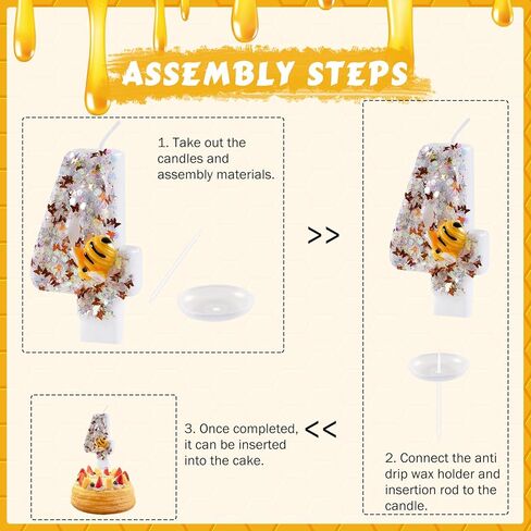 Bee Happy Birthday Candle, Bee Number 0 Cake Candle Birthday Cake Topper for Bee Theme Birthday Party Decorations in Kuwait