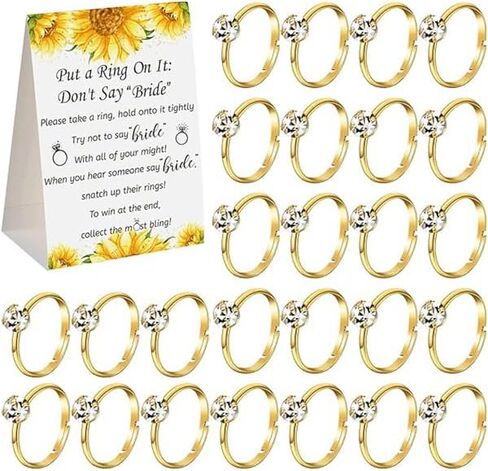 52 Pcs Gold Bridal Shower Napkin Rings | Put a Ring on It Bridal Shower Game with Bridal Shower Rings, Not Say Bride Rules Wedding Shower Games Gifts for Party Bachelorette Guests in Saudi Arabia