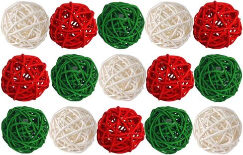 15PCS Mixed Blue Gray White Wicker Rattan Ball Wedding Christening Baby Shower Nursery Mobiles Decoration (Blue Gray White) in Saudi Arabia