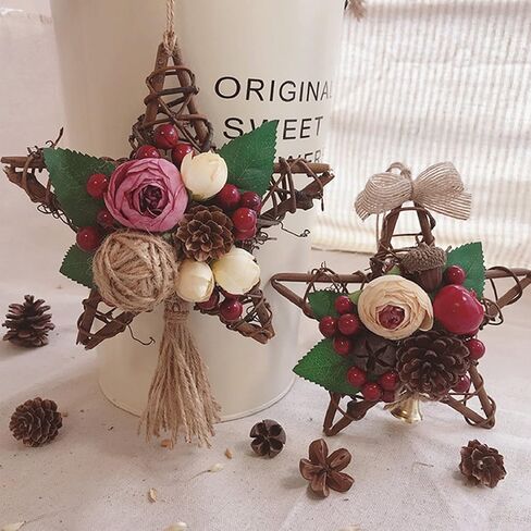 Pack of 3 Natural Grapevine Wreath Star Shape DIY Crafts Base for Christmas Wreath Garland Gift Home Decoration (6/8/10 inches) in Saudi Arabia