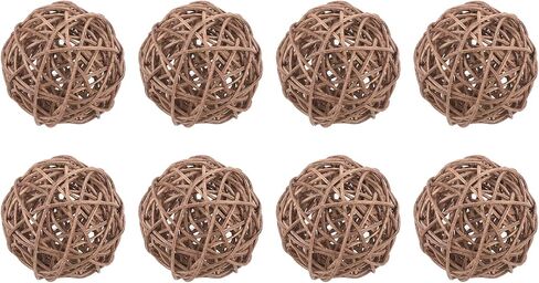 MECCANIXITY 8 Pcs Wicker Rattan Balls 2.8 Inch Rattan Decorative Balls Vase Fillers for Wedding Party Centerpiece Bowls Home Decoration Brown in Saudi Arabia