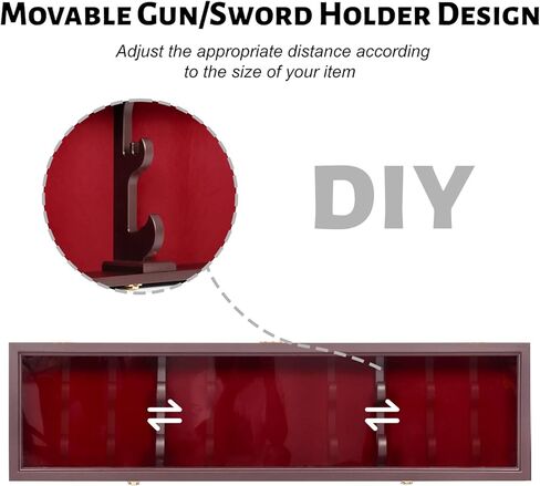 Sword Display Case,Wall Mounted Rack Sword Storage Cabinet,Wooden Sword Cabinet Stand Holder,Sword Collection Display Stand Holder for Home Decor,1 PCS in Kuwait