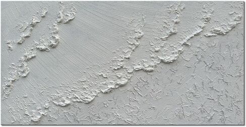 Slyart 3D اللوحة البيضاء جدار الفن مجردة موجة البحر اللوحة 24x48 بوصة الكوارتز الرمال محكم اللوحة الزخرفية على قماش جدار الفن كبير لغرفة المعيشة جدار ديكور in Saudi Arabia
