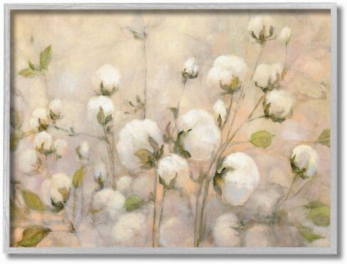 Stupell Industries Abstract Cotton Field Floral Country Beige Green Painting, Designed by Julia Purinton Art, 10 x 15, Wall Plaque in Saudi Arabia