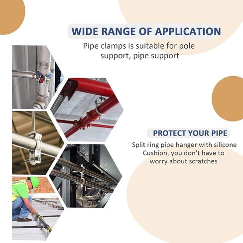 0.6 بوصة - 0.87 بوصة / 15 مم - 22 مم شماعات حلقية مقسمة، دعامة أنابيب من الفولاذ المقاوم للصدأ، مشبك قوس الأنابيب - قطعتان in Kuwait
